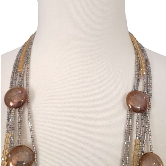 STUDIO GI Venetian Art Glass Necklace Italy Multi Strand 30" Boho Gypsy Flapper. - Picture 2 of 16